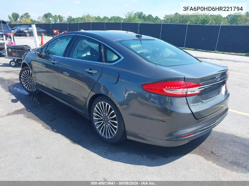 3FA6P0HD6HR221794 2017 Ford Fusion Se