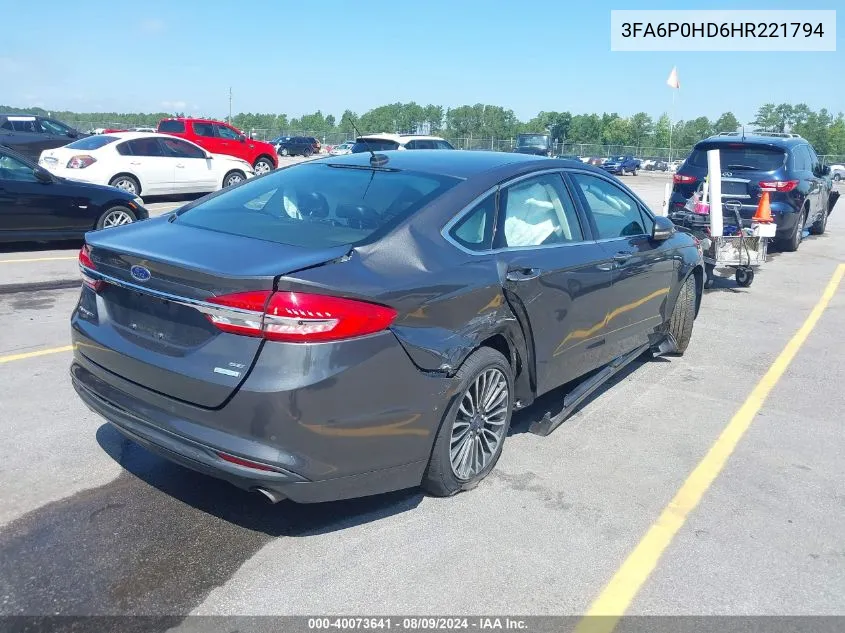 2017 Ford Fusion Se VIN: 3FA6P0HD6HR221794 Lot: 40073641