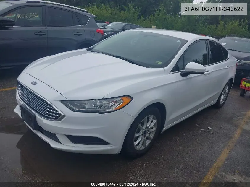 2017 Ford Fusion S VIN: 3FA6P0G71HR343622 Lot: 40075447