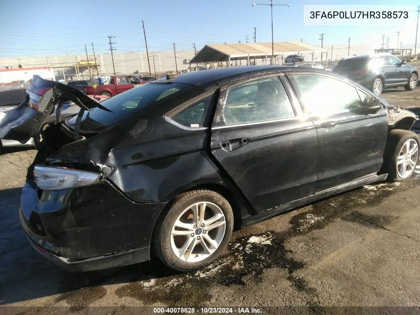 2017 Ford Fusion Hybrid Se VIN: 3FA6P0LU7HR358573 Lot: 40078828