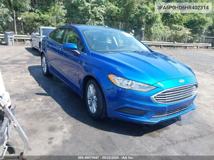 3FA6P0HD6HR402314 2017 Ford Fusion Se