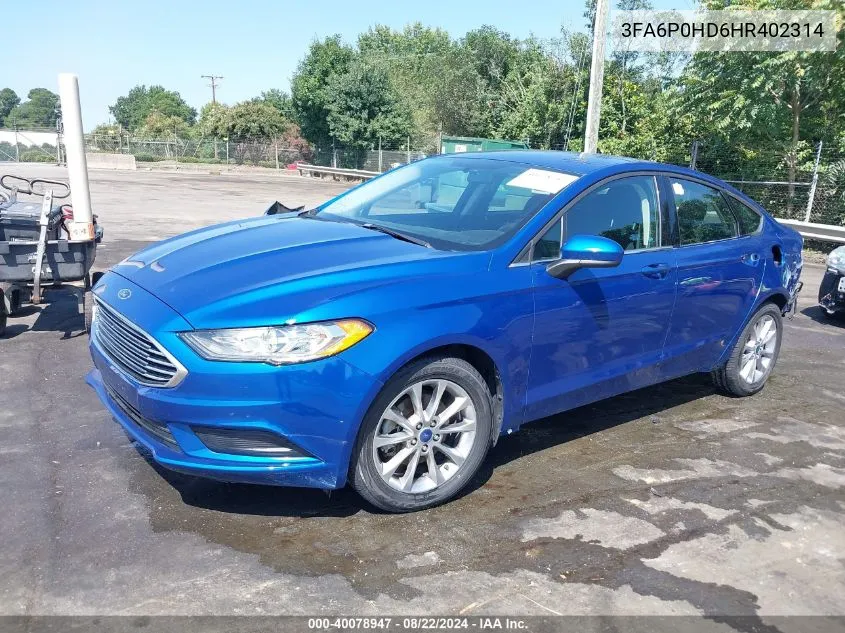 3FA6P0HD6HR402314 2017 Ford Fusion Se