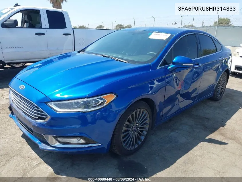 3FA6P0RU8HR314833 2017 Ford Fusion Hybrid Titanium