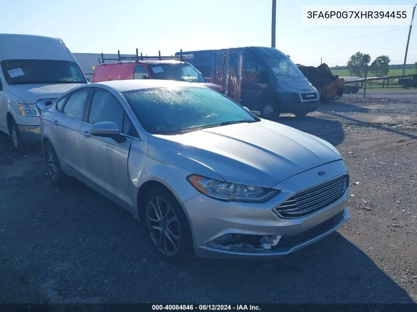 2017 Ford Fusion S VIN: 3FA6P0G7XHR394455 Lot: 40084846