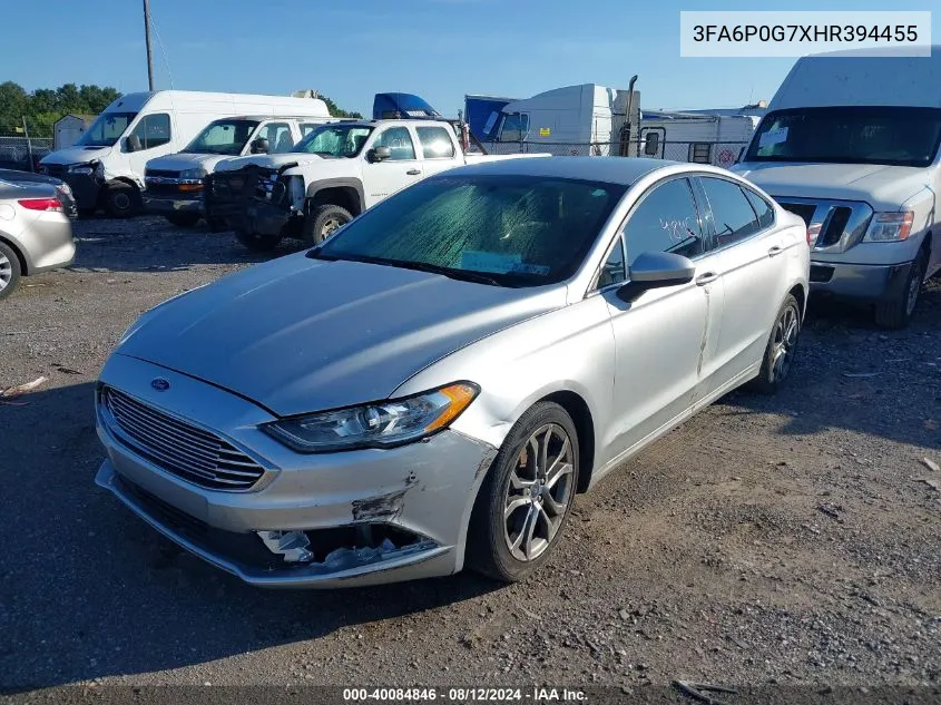 2017 Ford Fusion S VIN: 3FA6P0G7XHR394455 Lot: 40084846