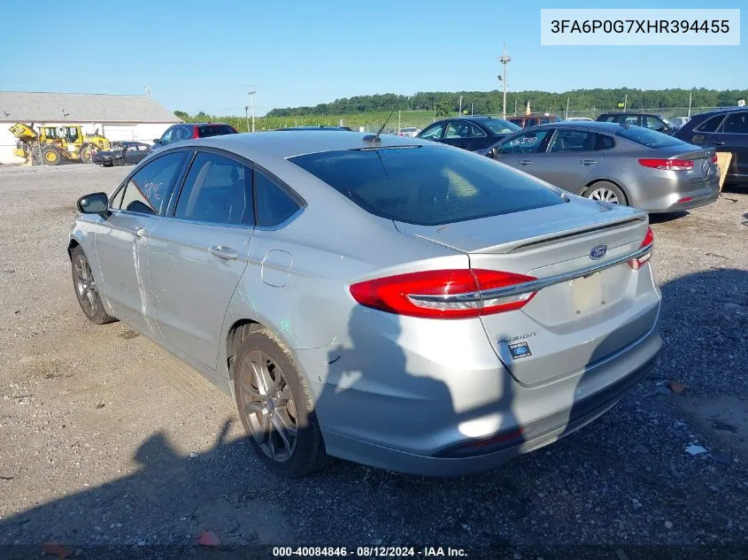 2017 Ford Fusion S VIN: 3FA6P0G7XHR394455 Lot: 40084846