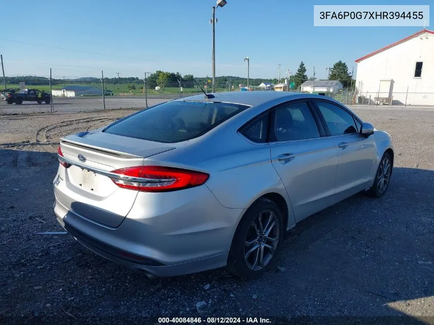 2017 Ford Fusion S VIN: 3FA6P0G7XHR394455 Lot: 40084846