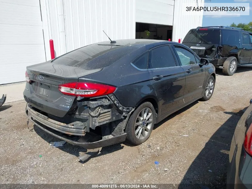 2017 Ford Fusion Se Hybrid VIN: 3FA6P0LU5HR336670 Lot: 40091275