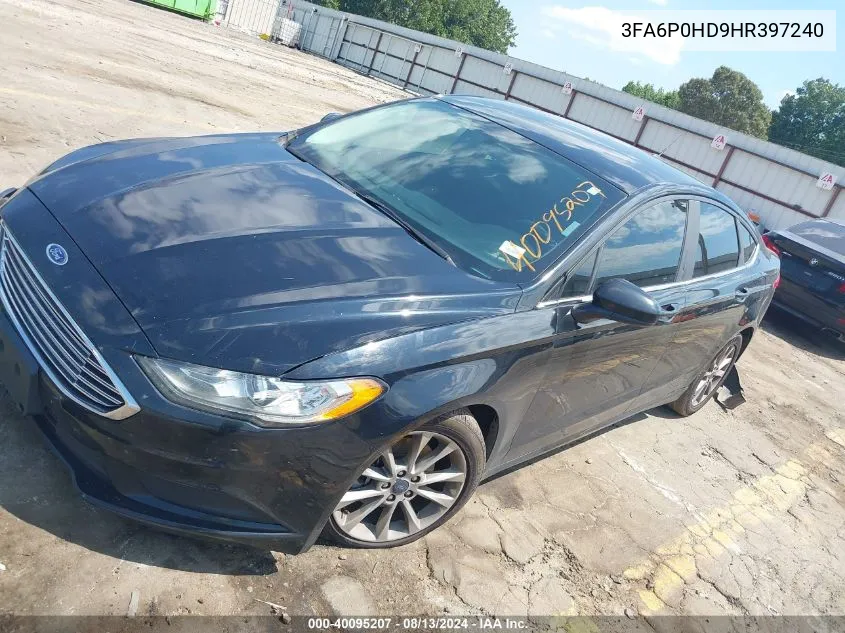 2017 Ford Fusion Se VIN: 3FA6P0HD9HR397240 Lot: 40095207