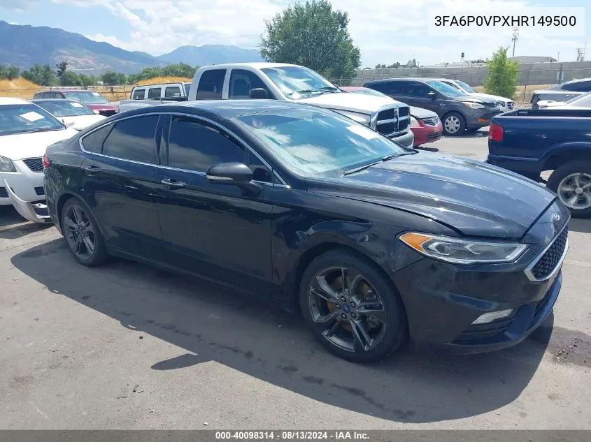 2017 Ford Fusion Sport VIN: 3FA6P0VPXHR149500 Lot: 40098314