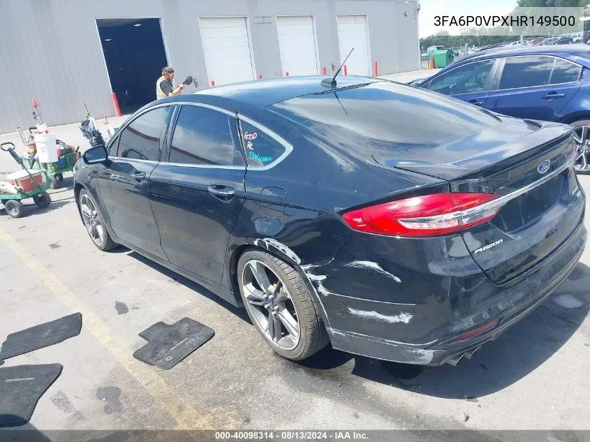 2017 Ford Fusion Sport VIN: 3FA6P0VPXHR149500 Lot: 40098314