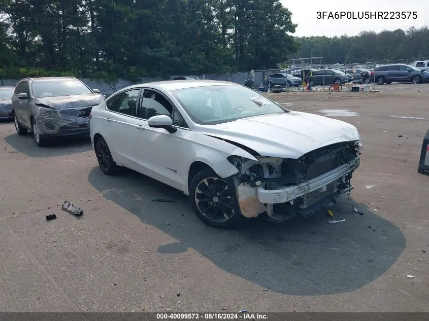 2017 Ford Fusion Hybrid Se VIN: 3FA6P0LU5HR223575 Lot: 40099573