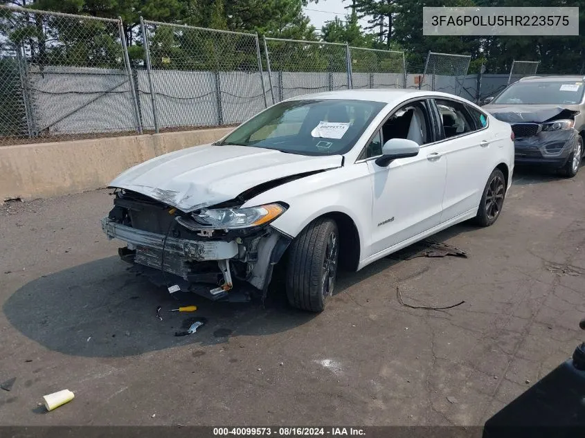 2017 Ford Fusion Hybrid Se VIN: 3FA6P0LU5HR223575 Lot: 40099573