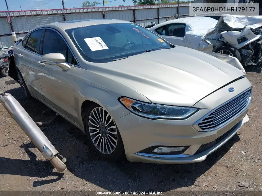 2017 Ford Fusion Se VIN: 3FA6P0HD1HR179177 Lot: 40105989