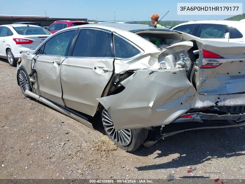 2017 Ford Fusion Se VIN: 3FA6P0HD1HR179177 Lot: 40105989