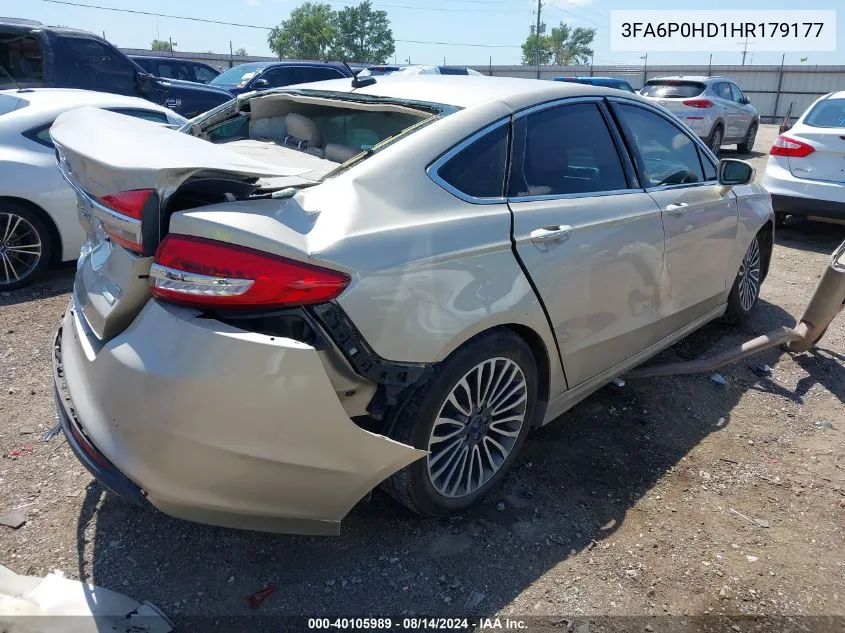 2017 Ford Fusion Se VIN: 3FA6P0HD1HR179177 Lot: 40105989