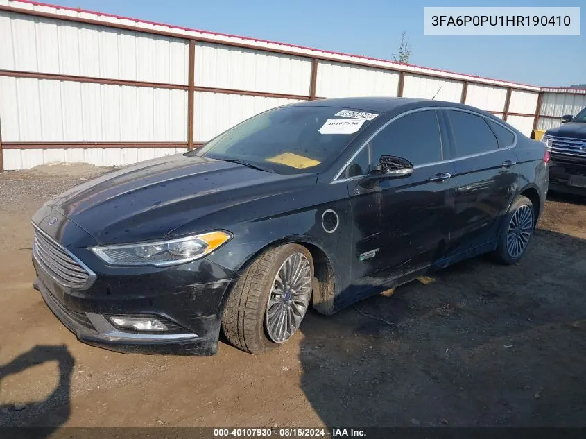 2017 Ford Fusion Energi Se Luxury VIN: 3FA6P0PU1HR190410 Lot: 40107930