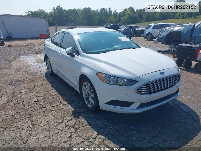 2017 Ford Fusion Se VIN: 3FA6P0HD6HR262152 Lot: 40109305