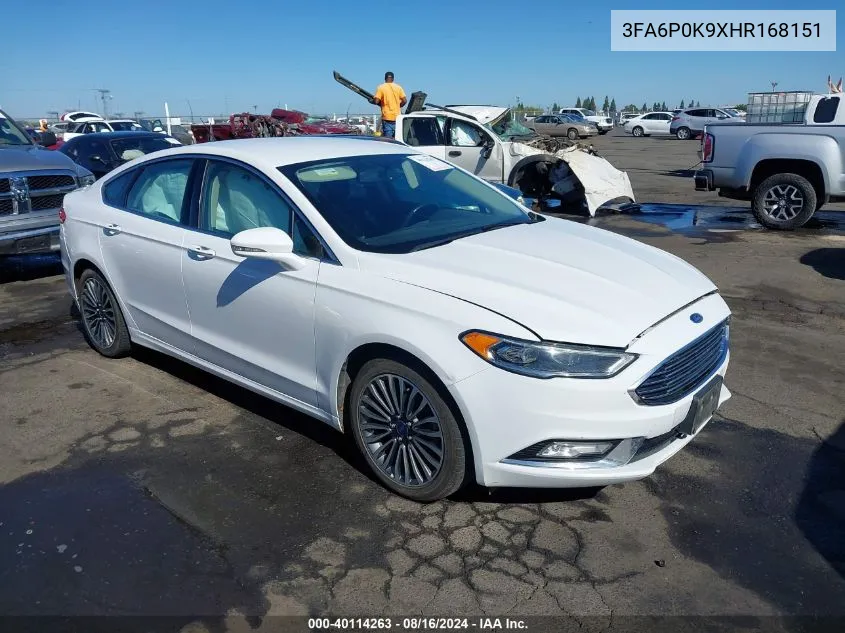 2017 Ford Fusion Titanium VIN: 3FA6P0K9XHR168151 Lot: 40114263