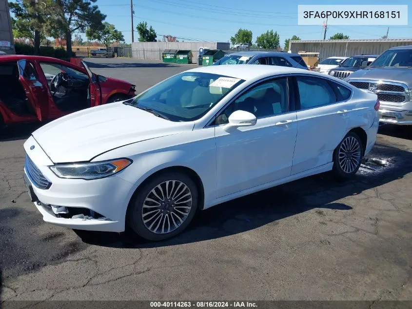 2017 Ford Fusion Titanium VIN: 3FA6P0K9XHR168151 Lot: 40114263