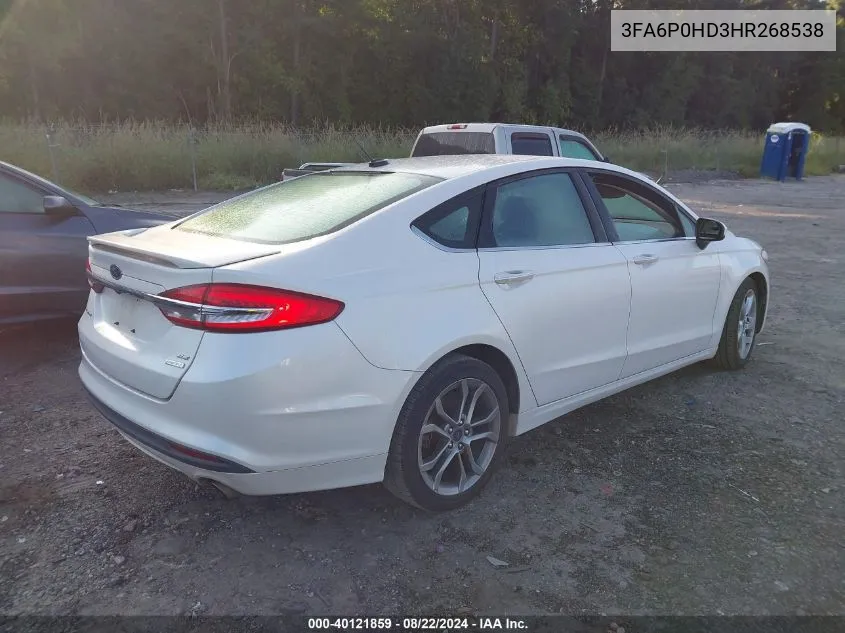 3FA6P0HD3HR268538 2017 Ford Fusion Se