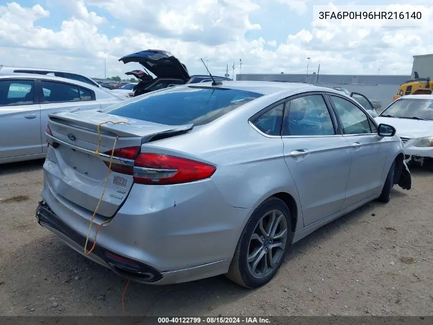 2017 Ford Fusion Se VIN: 3FA6P0H96HR216140 Lot: 40122799