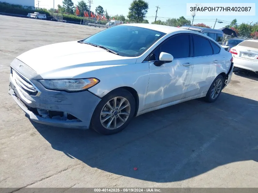 2017 Ford Fusion Se VIN: 3FA6P0H77HR402087 Lot: 40142825