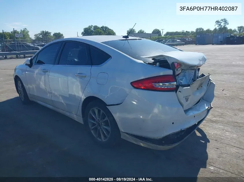 2017 Ford Fusion Se VIN: 3FA6P0H77HR402087 Lot: 40142825