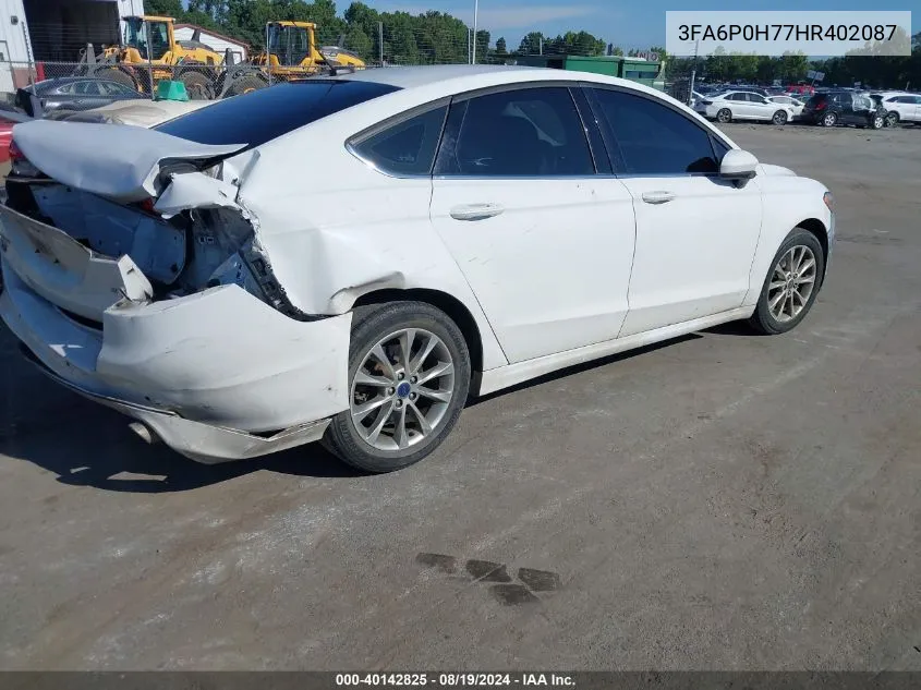 2017 Ford Fusion Se VIN: 3FA6P0H77HR402087 Lot: 40142825