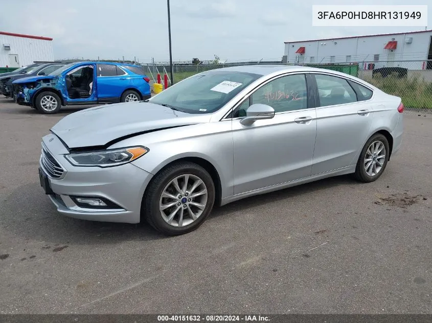 2017 Ford Fusion Se VIN: 3FA6P0HD8HR131949 Lot: 40151632