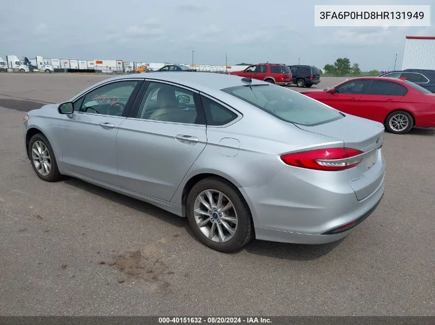 2017 Ford Fusion Se VIN: 3FA6P0HD8HR131949 Lot: 40151632