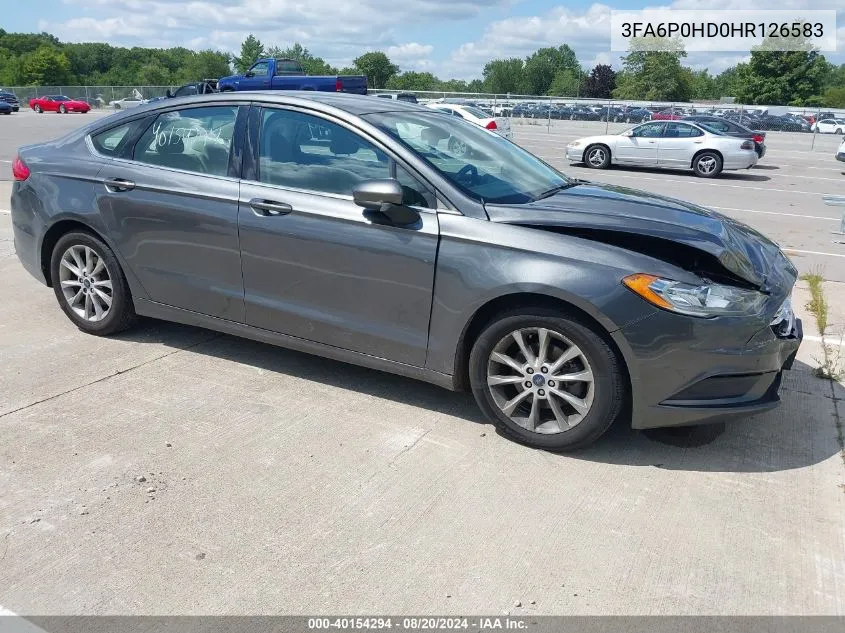 2017 Ford Fusion Se VIN: 3FA6P0HD0HR126583 Lot: 40154294