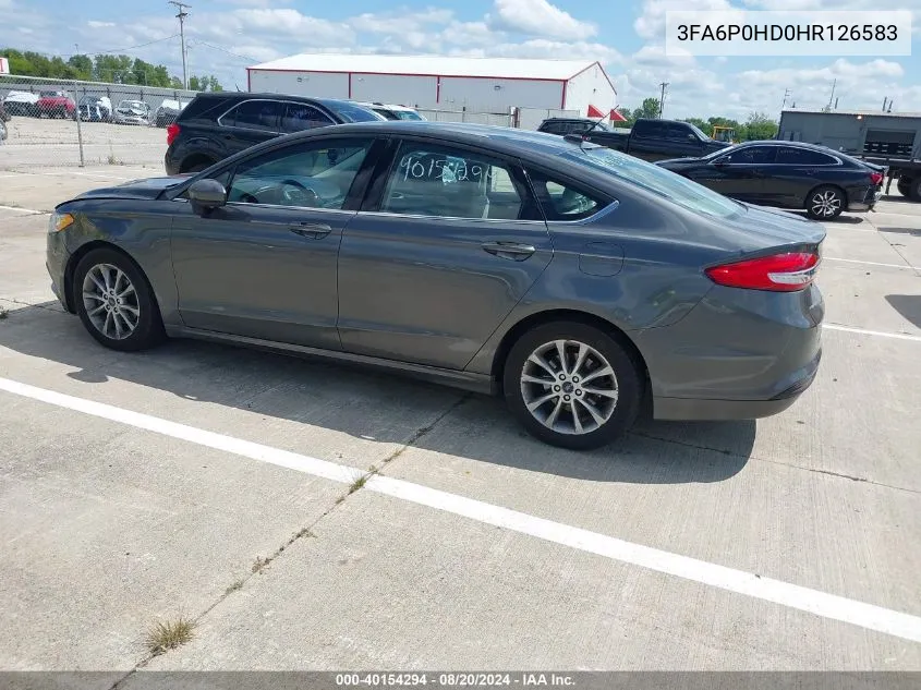 2017 Ford Fusion Se VIN: 3FA6P0HD0HR126583 Lot: 40154294