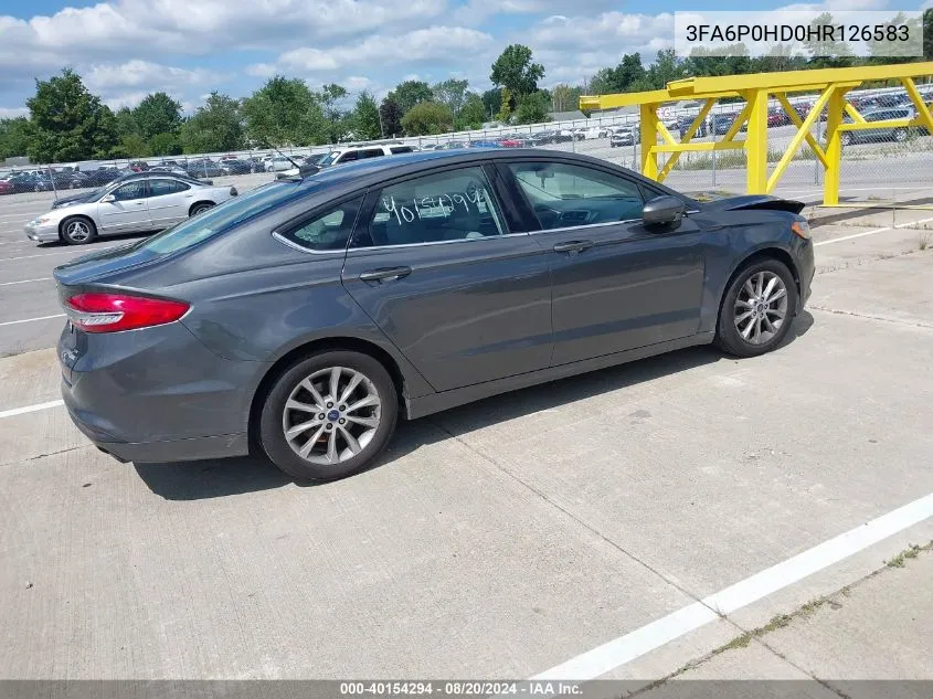 2017 Ford Fusion Se VIN: 3FA6P0HD0HR126583 Lot: 40154294