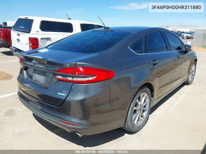 2017 Ford Fusion Se VIN: 3FA6P0HD0HR311880 Lot: 40155198