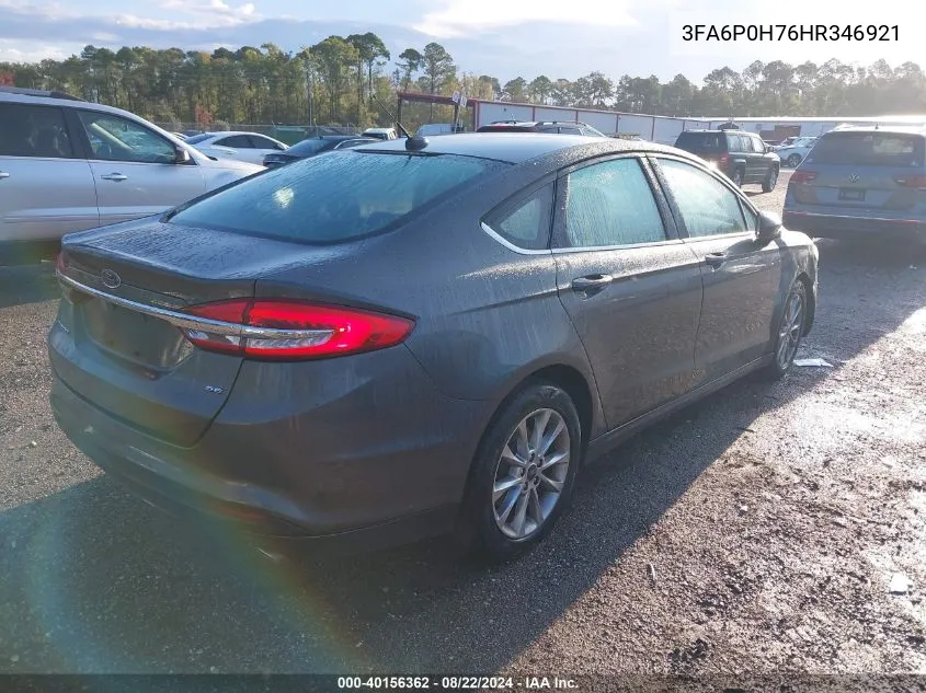 2017 Ford Fusion Se VIN: 3FA6P0H76HR346921 Lot: 40156362