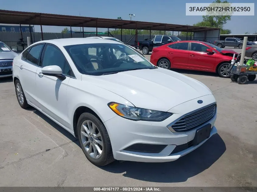 2017 Ford Fusion Se VIN: 3FA6P0H72HR162950 Lot: 40167177