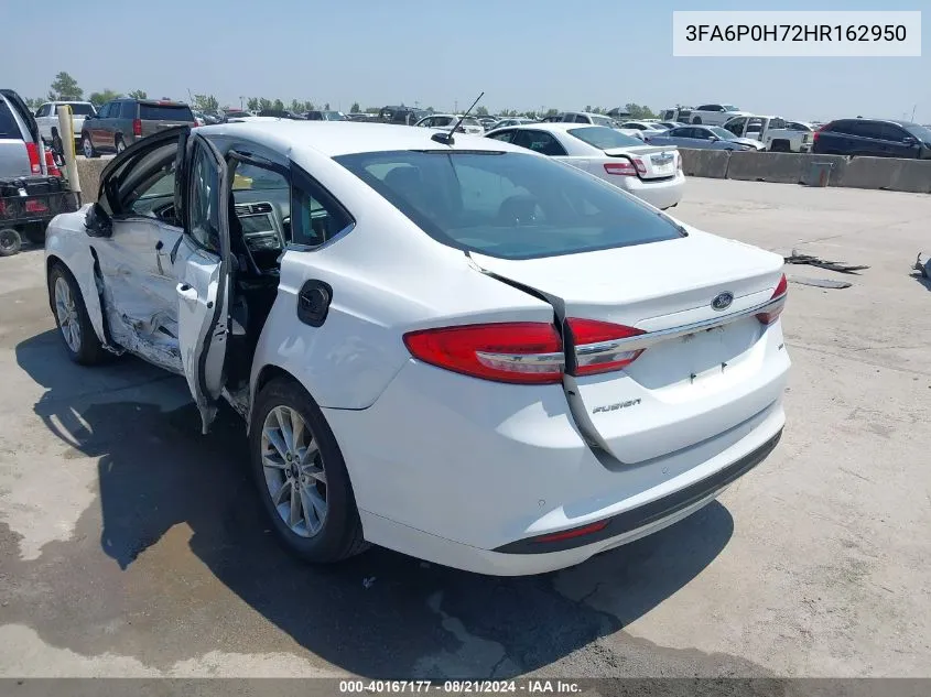 2017 Ford Fusion Se VIN: 3FA6P0H72HR162950 Lot: 40167177