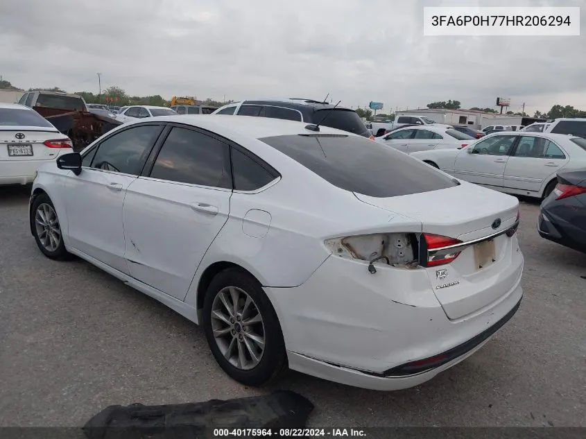 2017 Ford Fusion Se VIN: 3FA6P0H77HR206294 Lot: 40175964