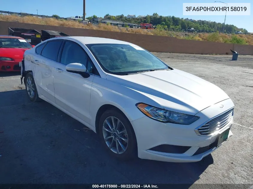 3FA6P0HDXHR158019 2017 Ford Fusion Se