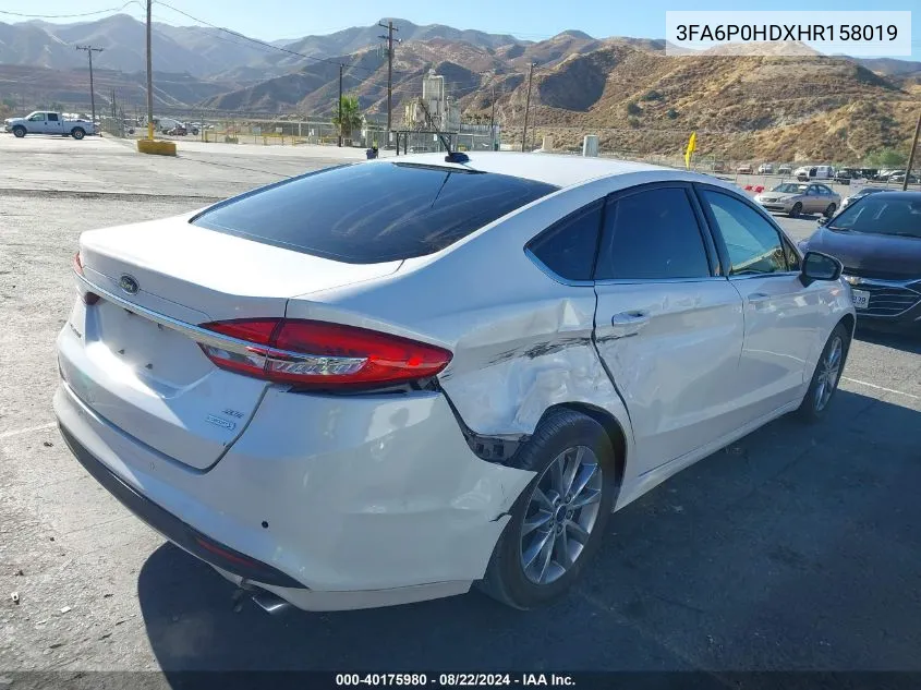 2017 Ford Fusion Se VIN: 3FA6P0HDXHR158019 Lot: 40175980