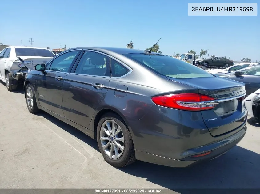 2017 Ford Fusion Hybrid Se VIN: 3FA6P0LU4HR319598 Lot: 40177991