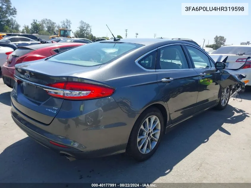 3FA6P0LU4HR319598 2017 Ford Fusion Hybrid Se