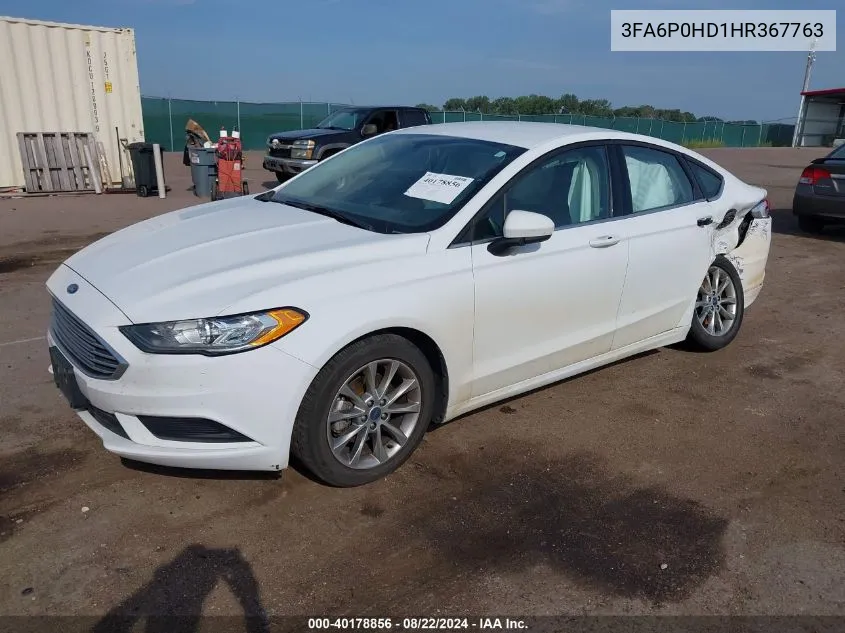 2017 Ford Fusion Se VIN: 3FA6P0HD1HR367763 Lot: 40178856