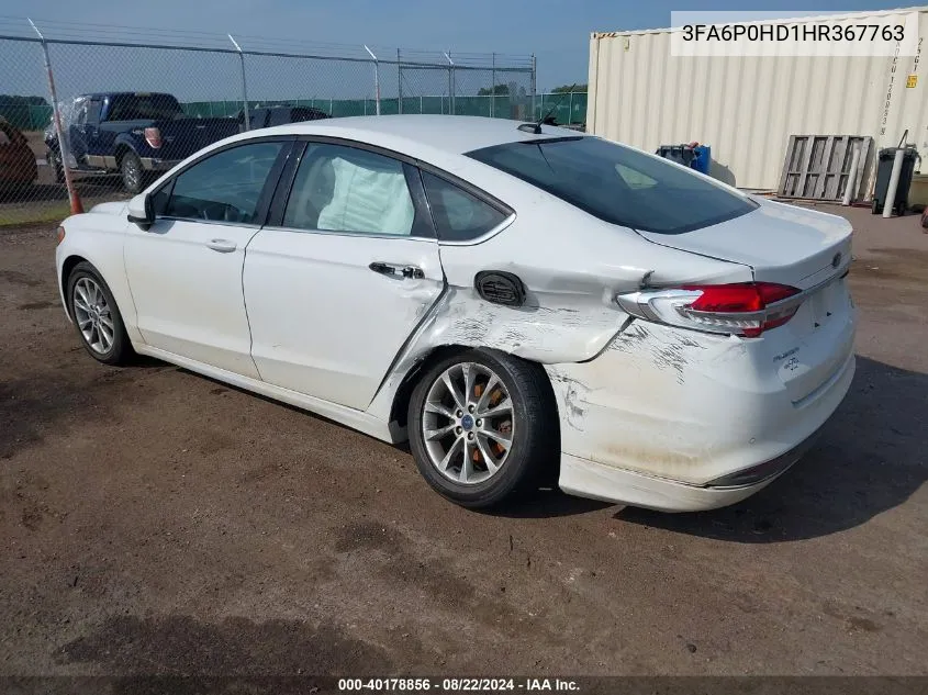 2017 Ford Fusion Se VIN: 3FA6P0HD1HR367763 Lot: 40178856