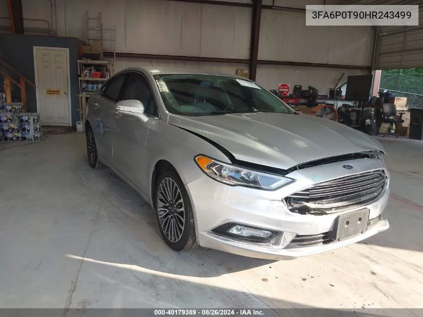 2017 Ford Fusion Se VIN: 3FA6P0T90HR243499 Lot: 40179389