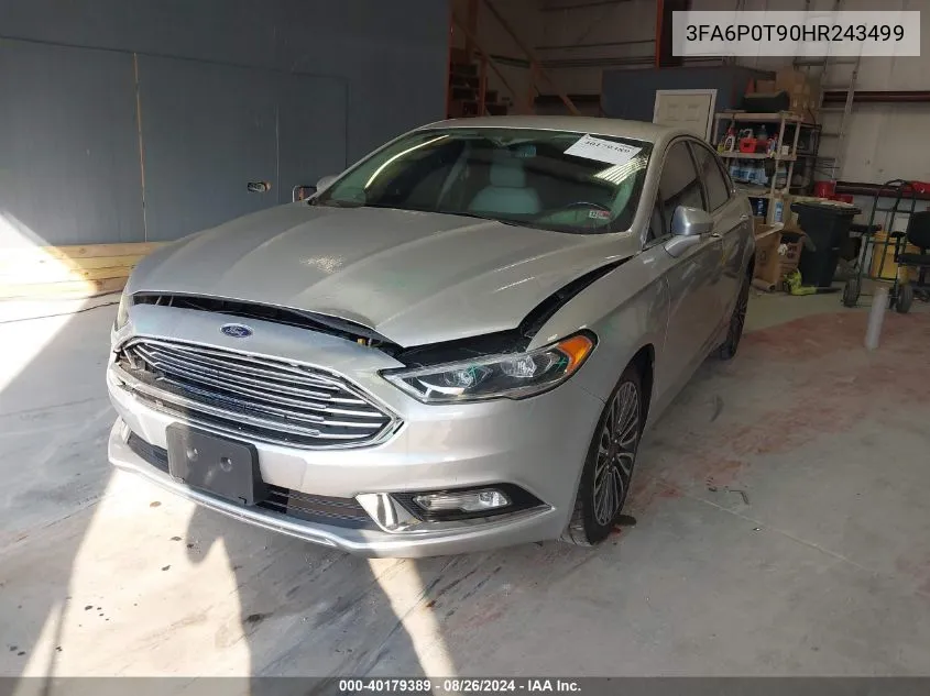 2017 Ford Fusion Se VIN: 3FA6P0T90HR243499 Lot: 40179389