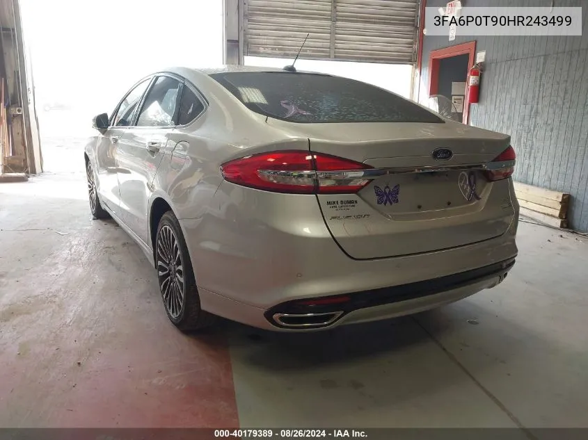 2017 Ford Fusion Se VIN: 3FA6P0T90HR243499 Lot: 40179389