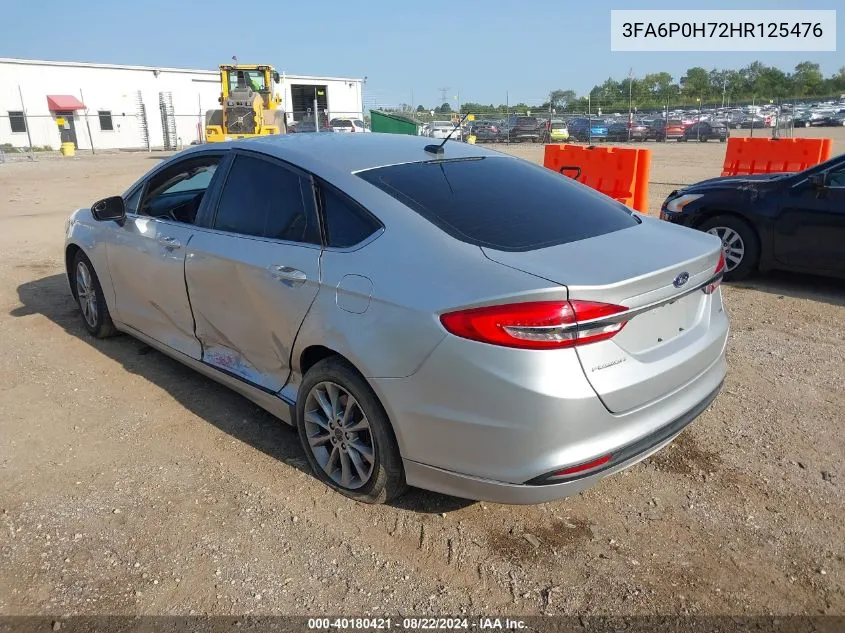 2017 Ford Fusion Se VIN: 3FA6P0H72HR125476 Lot: 40180421