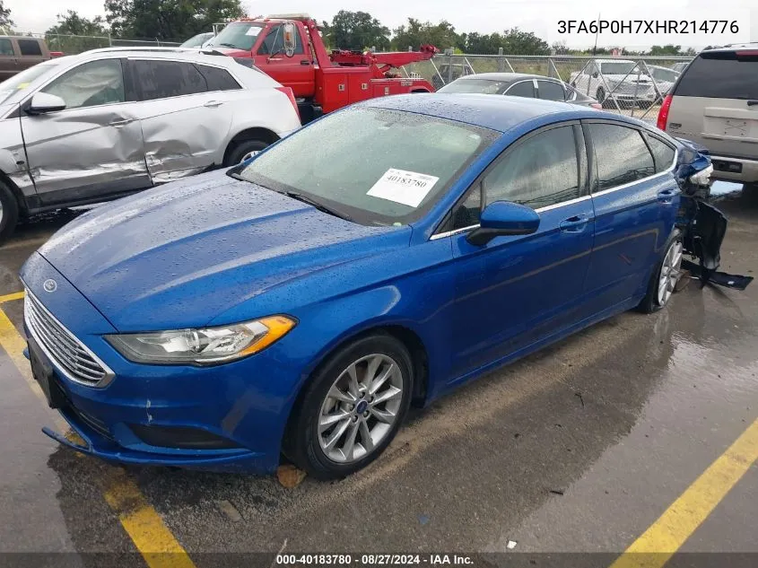 2017 Ford Fusion Se VIN: 3FA6P0H7XHR214776 Lot: 40183780